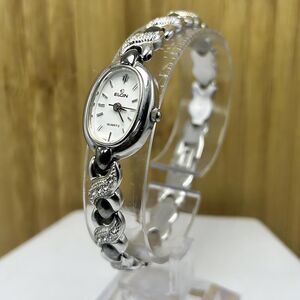 Elgin Silver Tone Oval Women’s Watch with Crystal Accent Band Stainless Steel